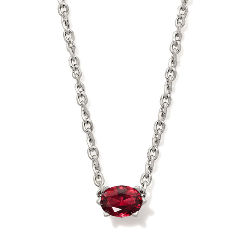 Silver necklace with July birthstone