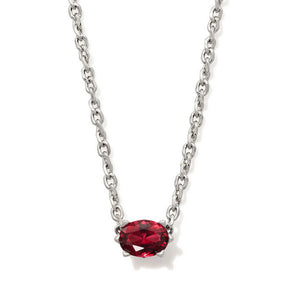Silver necklace with July birthstone