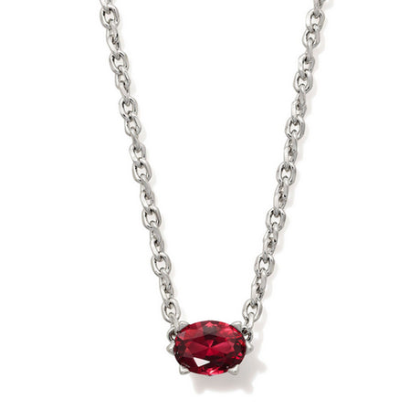 Silver necklace with July birthstone