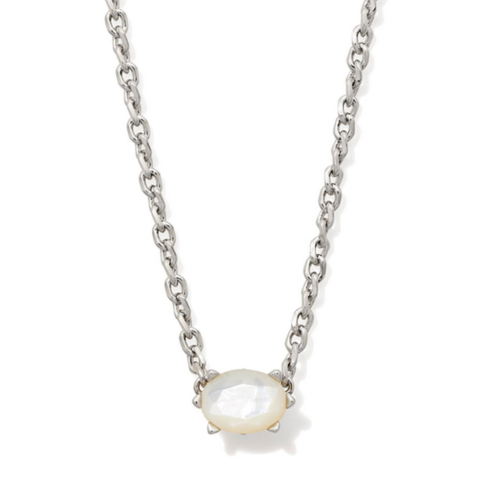 Silver necklace with June birthstone