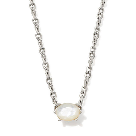 Silver necklace with June birthstone