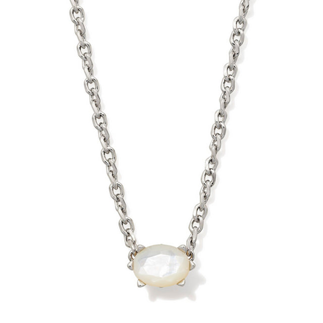 Silver necklace with June birthstone