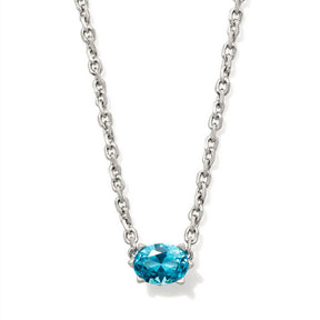 Silver necklace with March birthstone