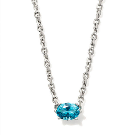 Silver necklace with March birthstone