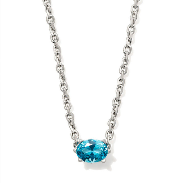 Silver necklace with March birthstone
