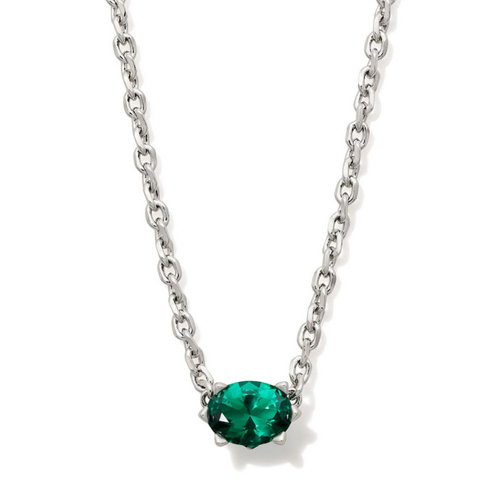 Silver necklace with May birthstone