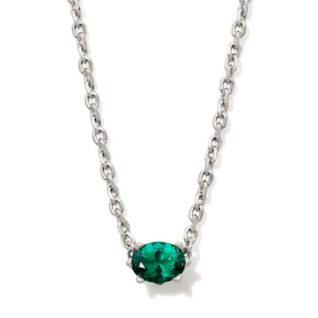 Silver necklace with May birthstone