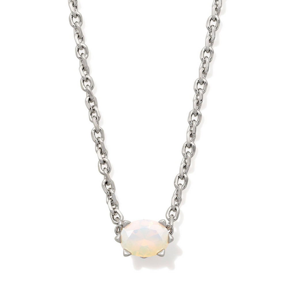 Silver necklace with October birthstone