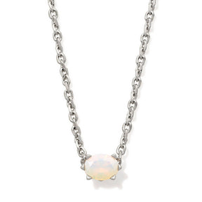 Silver necklace with October birthstone
