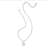Necklace with a pink pendant on a white background