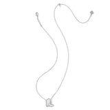 A delicate silver chain necklace featuring a small boot-shaped pendant, displayed on a clean white background.