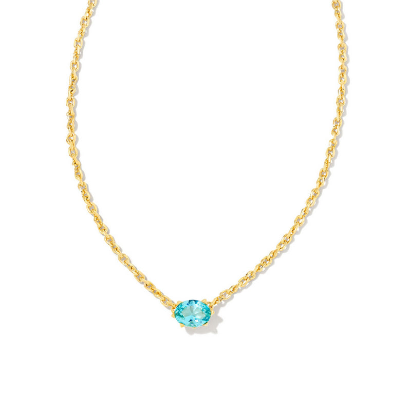 Kendra Scott Cailin Pendant Necklace Gold Aqua Crystal