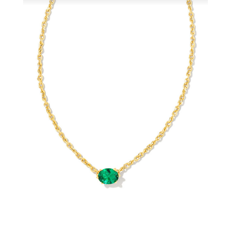 Kendra Scott Cailin Pendant Necklace Gold Green Crystal