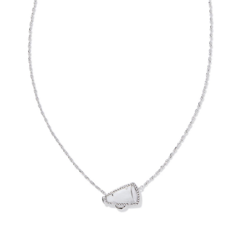 Kendra Scott Cheer Short Pendant Necklace Silver White Mother of Pearl