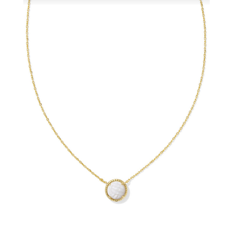 Kendra Scott Volleyball Short Pendant Necklace Gold White Mother of Pearl