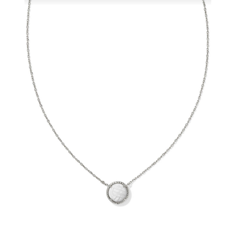Kendra Scott Volleyball Short Pendant Necklace Silver White Mother of Pearl