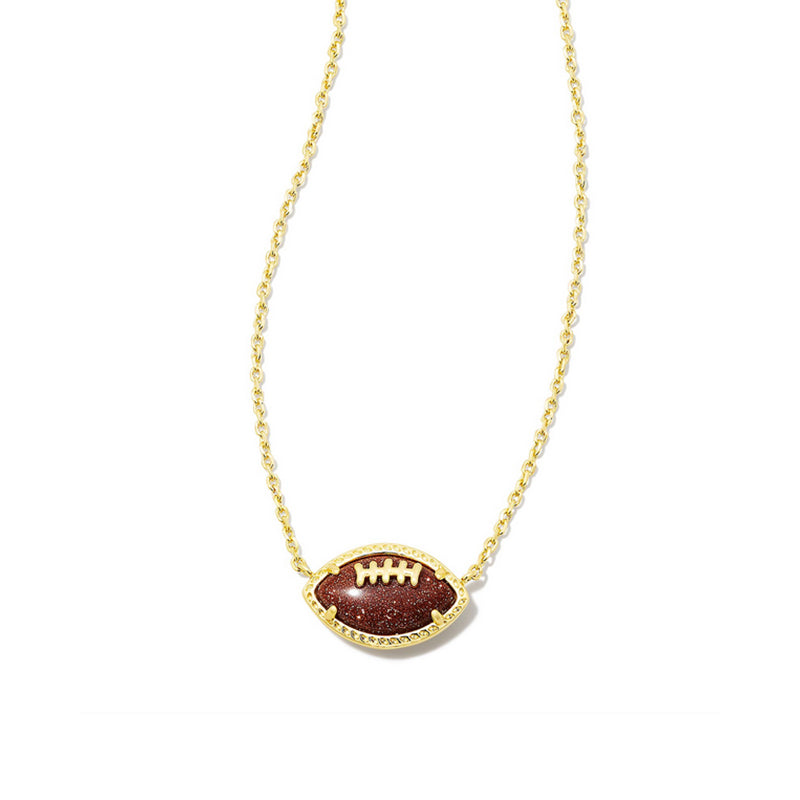 Kendra Scott Football Short Pendant Necklace Gold Orange Goldstone