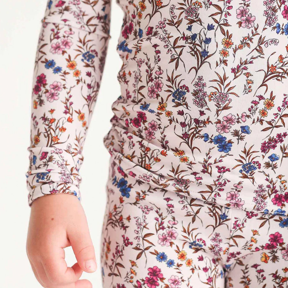  floral pajama set against a white background