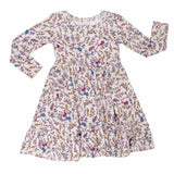Floral dress with long sleeves on a white background