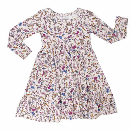 Floral dress with long sleeves on a white background