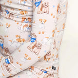 Pajamas with dog pattern on a light background