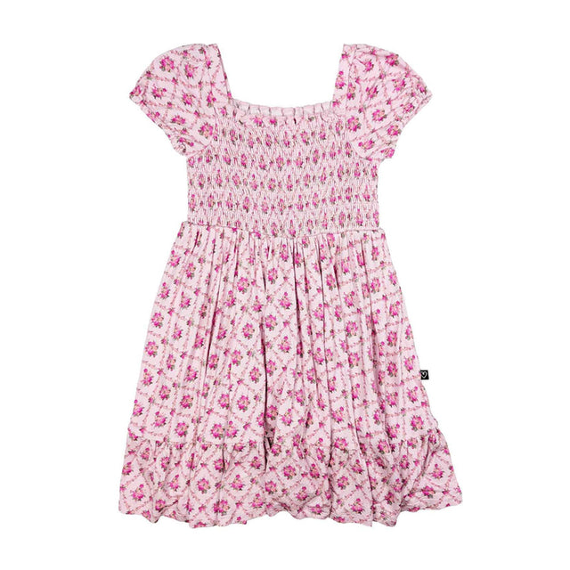 Pink floral dress on a white background