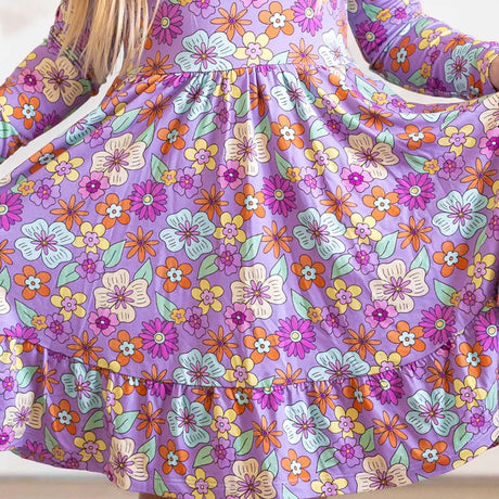 Floral dress with a colorful pattern on a white background