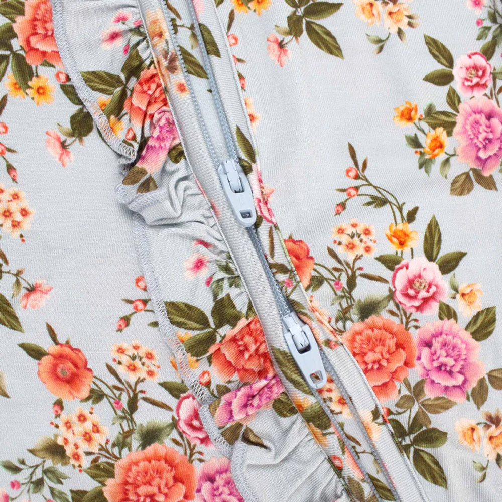 Floral fabric with a zipper running through it