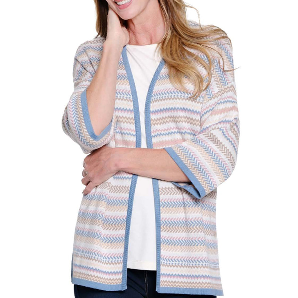 Multiples Multi 3/4 Sleeve Drop Shoulder Open Front Sweater Jacket