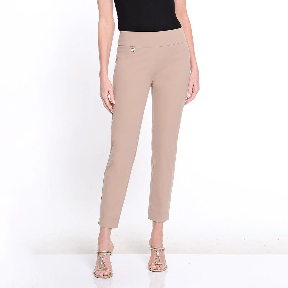 Beige pants worn by a person on a white background