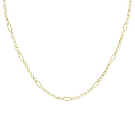 Gold chain necklace on a white background