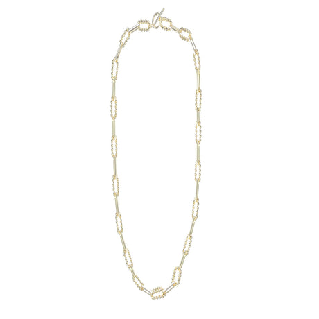 Gold chain necklace on a white background