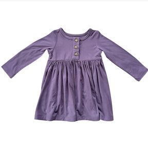 Purple dress with long sleeves on a white background