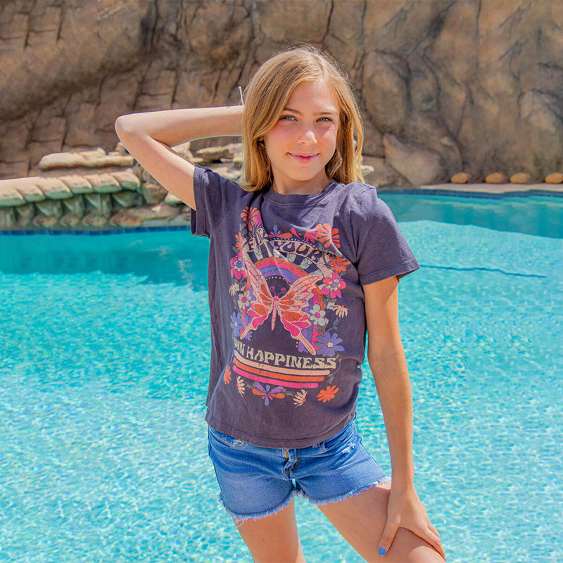 Paper Flower Find Your Own Happiness Butterfly Graphic Tee