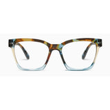 Multicolored cat-eye glasses on a white background
