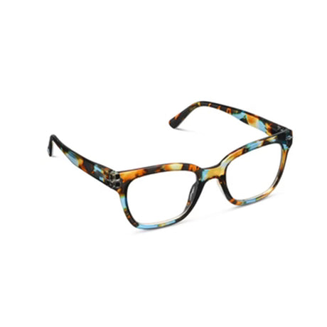 Eyeglasses with a tortoiseshell frame on a white background