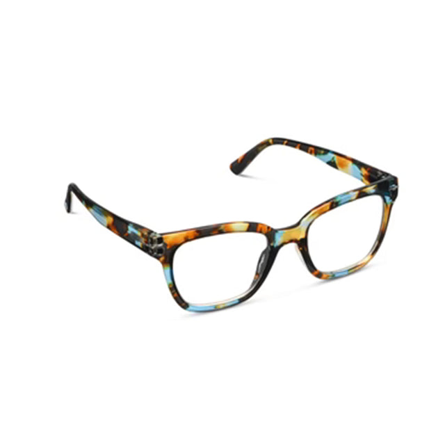 Eyeglasses with a tortoiseshell frame on a white background