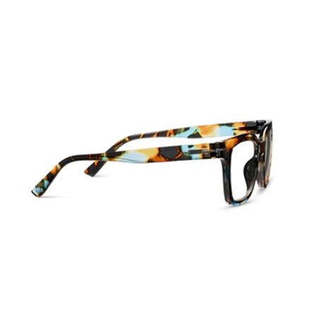 Eyeglasses with a tortoiseshell frame on a white background