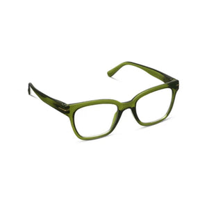green frame eyeglasses