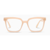 Beige eyeglasses on a white background