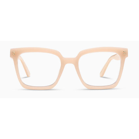 Beige eyeglasses on a white background