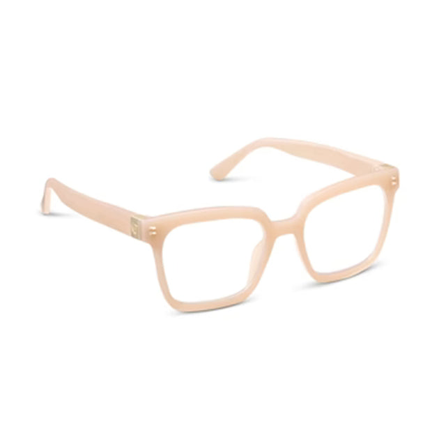 Beige eyeglasses on a white background