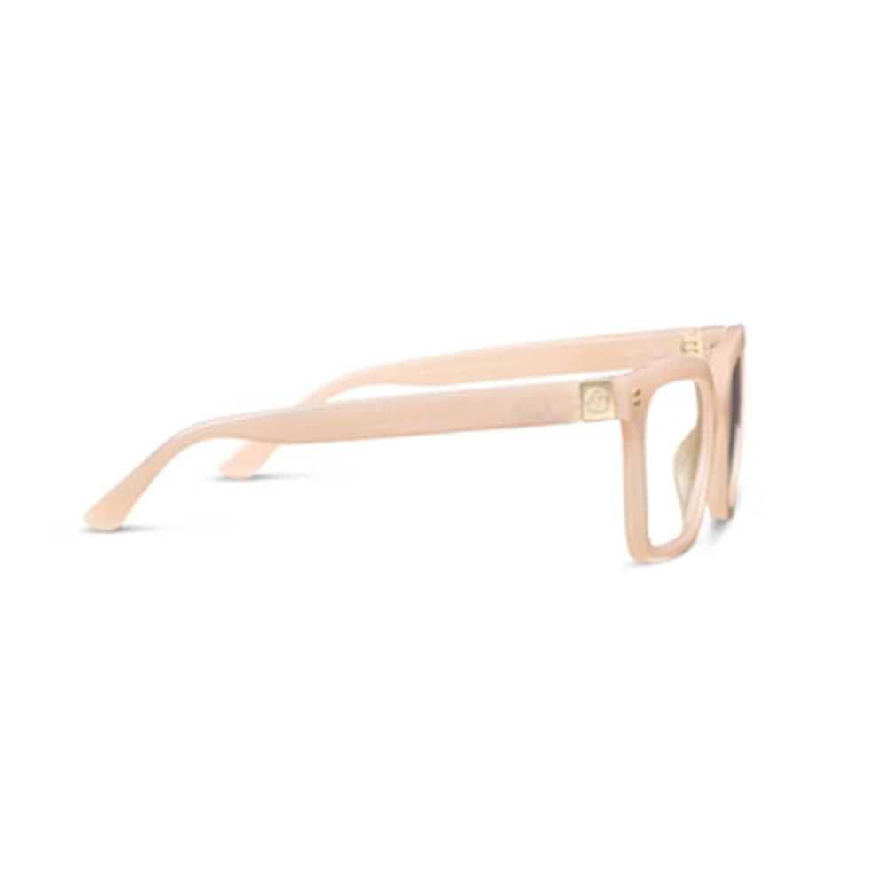 Beige eyeglasses on a white background