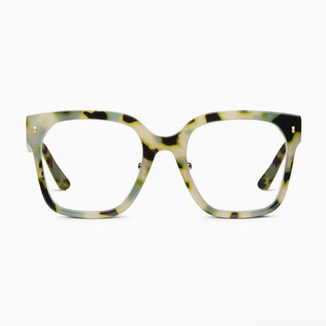 Tortoiseshell cat-eye glasses on a white background