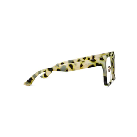 Leopard print eyeglasses on a white background
