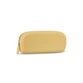 Yellow zippered pouch on a white background