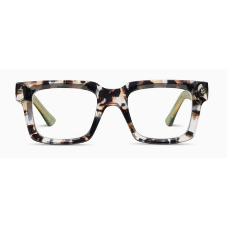 Glasses with a tortoiseshell frame on a white background