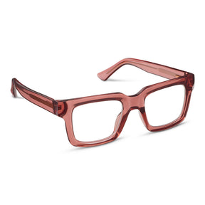 Red glasses on a white background