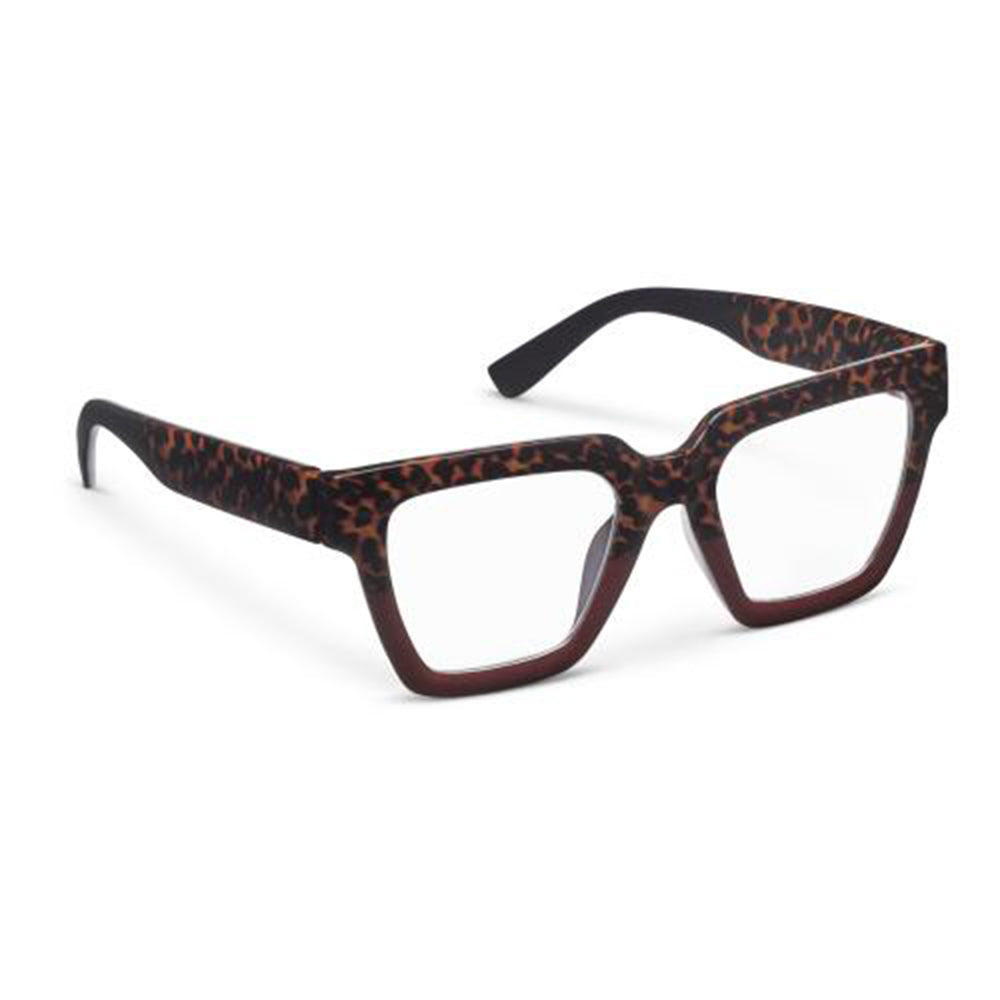 Leopard print eyeglasses on a white background