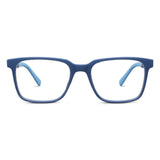 Blue eyeglasses on a white background